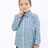 Карирана риза за момче,екрю и светъл електрик, 6 - 10 години, Zinc